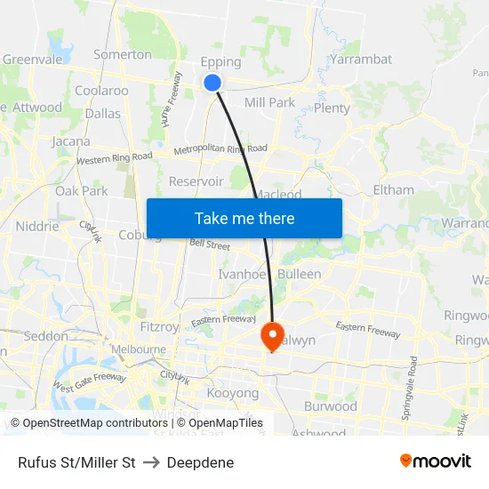 Rufus St/Miller St to Deepdene map