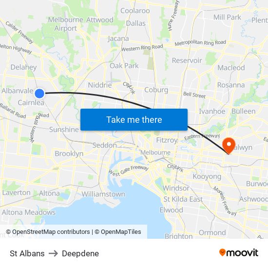 St Albans to Deepdene map