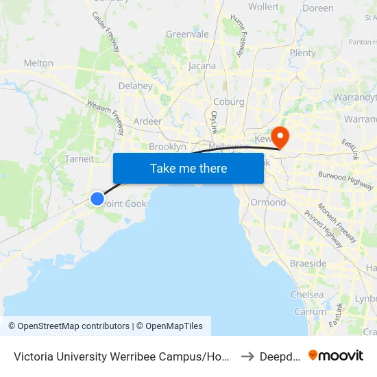 Victoria University Werribee Campus/Hoppers Lane to Deepdene map