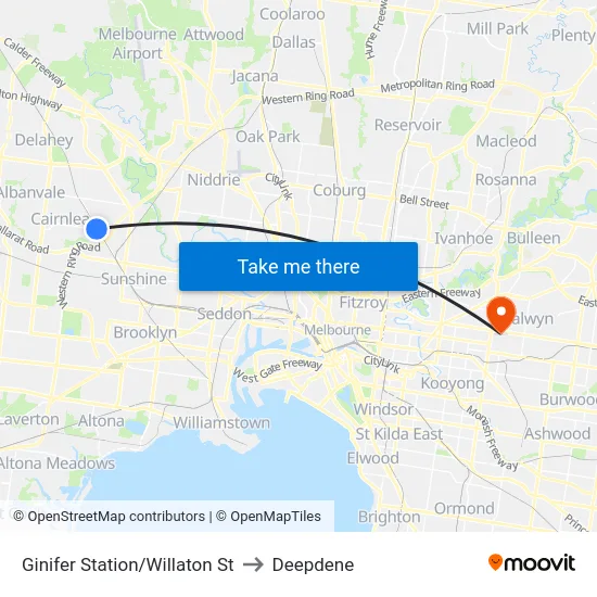 Ginifer Station/Willaton St to Deepdene map