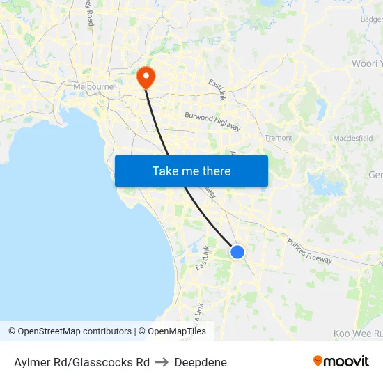 Aylmer Rd/Glasscocks Rd to Deepdene map