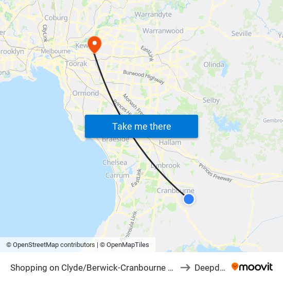 Shopping on Clyde/Berwick-Cranbourne Rd (Clyde) to Deepdene map