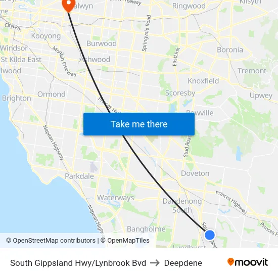 South Gippsland Hwy/Lynbrook Bvd to Deepdene map