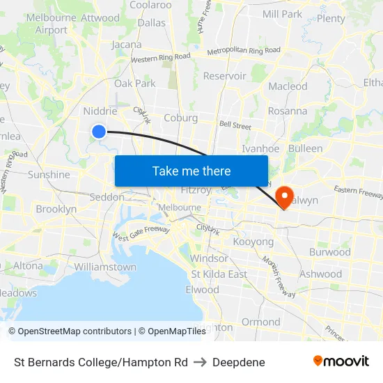 St Bernards College/Hampton Rd to Deepdene map