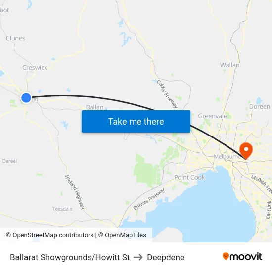 Ballarat Showgrounds/Howitt St to Deepdene map