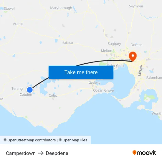 Camperdown to Deepdene map