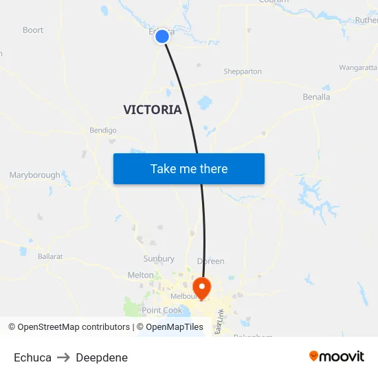 Echuca to Deepdene map
