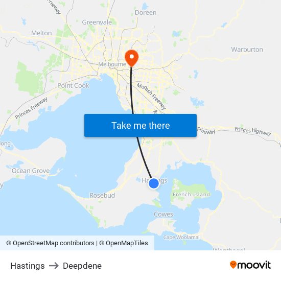 Hastings to Deepdene map