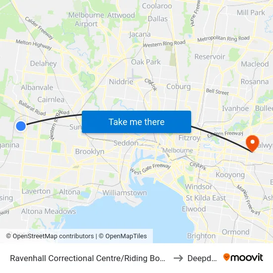 Ravenhall Correctional Centre/Riding Boundary Rd to Deepdene map