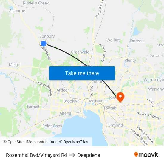 Rosenthal Bvd/Vineyard Rd to Deepdene map