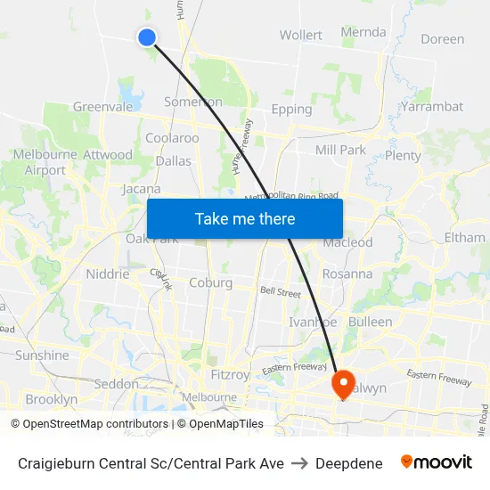 Craigieburn Central Sc/Central Park Ave to Deepdene map