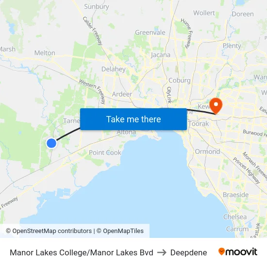Manor Lakes College/Manor Lakes Bvd to Deepdene map