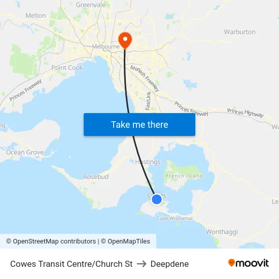 Cowes Transit Centre/Church St to Deepdene map