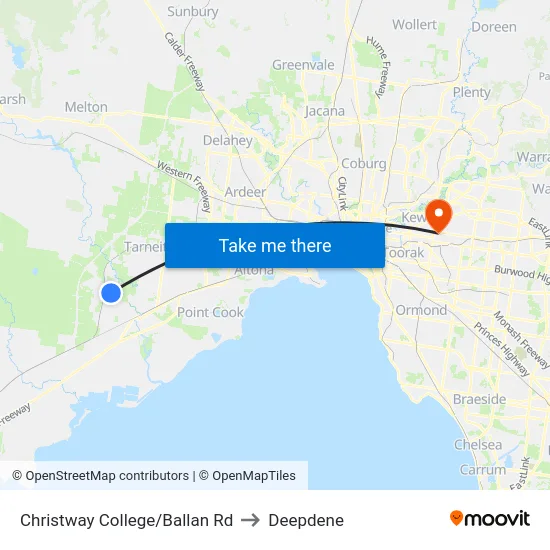 Christway College/Ballan Rd to Deepdene map