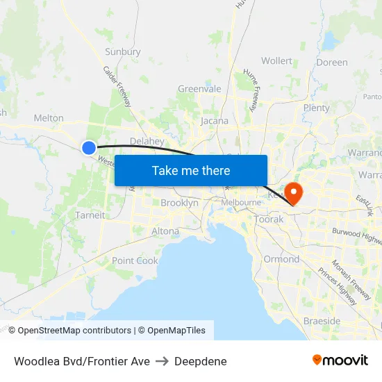 Woodlea Bvd/Frontier Ave to Deepdene map