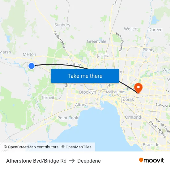 Atherstone Bvd/Bridge Rd to Deepdene map