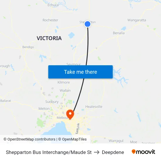 Shepparton Bus Interchange/Maude St to Deepdene map