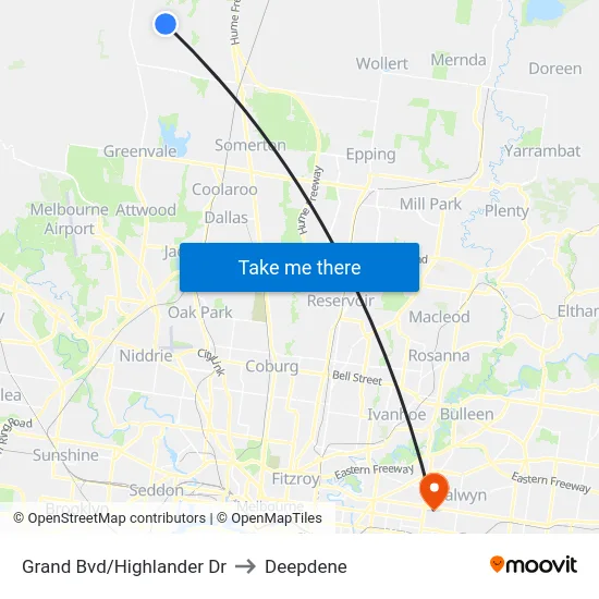 Grand Bvd/Highlander Dr to Deepdene map
