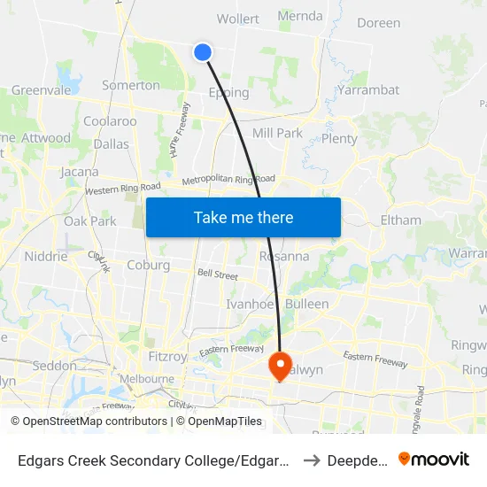 Edgars Creek Secondary College/Edgars Rd to Deepdene map