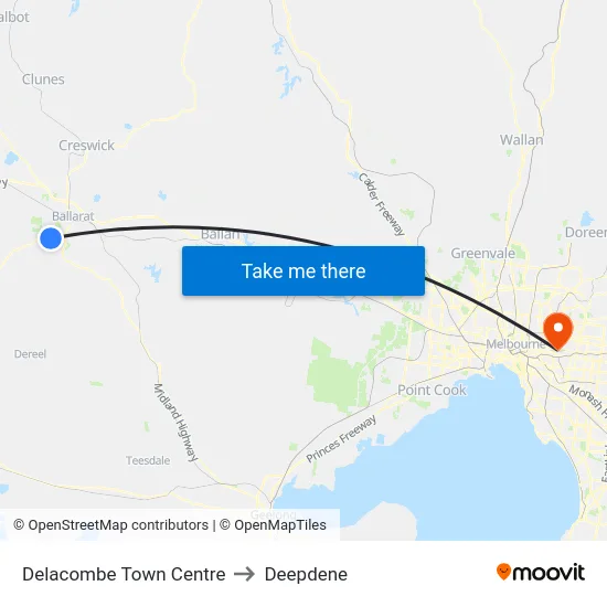 Delacombe Town Centre to Deepdene map