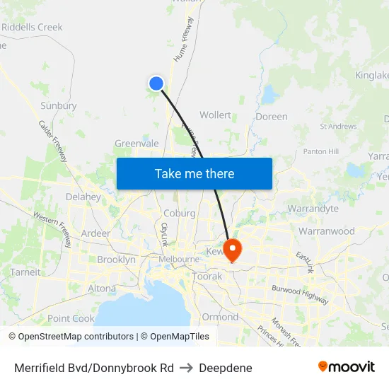 Merrifield Bvd/Donnybrook Rd to Deepdene map