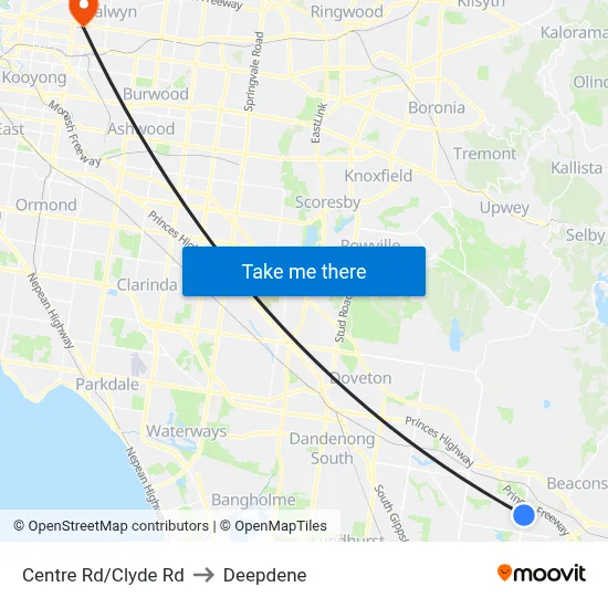 Centre Rd/Clyde Rd to Deepdene map
