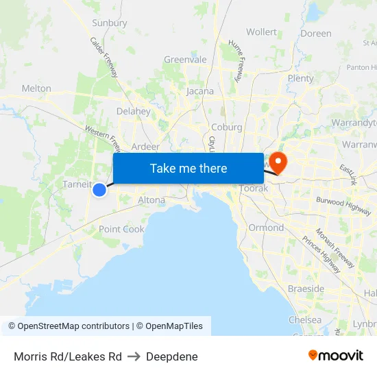 Morris Rd/Leakes Rd to Deepdene map