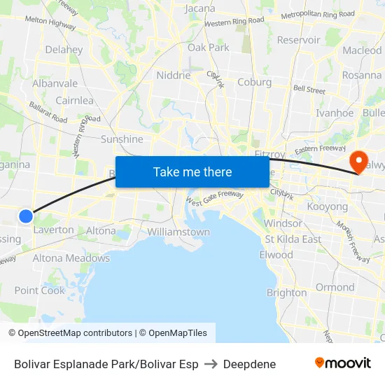 Bolivar Esplanade Park/Bolivar Esp to Deepdene map