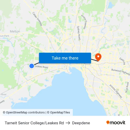 Tarneit Senior College/Leakes Rd to Deepdene map