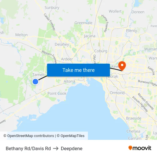 Bethany Rd/Davis Rd to Deepdene map