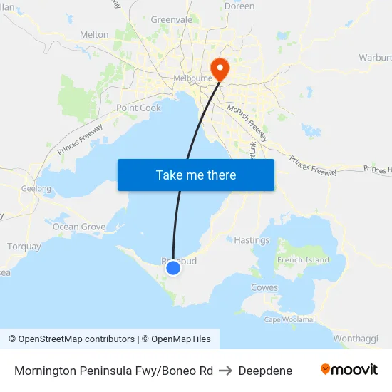 Mornington Peninsula Fwy/Boneo Rd to Deepdene map
