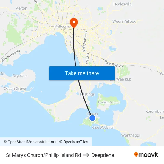 St Marys Church/Phillip Island Rd to Deepdene map