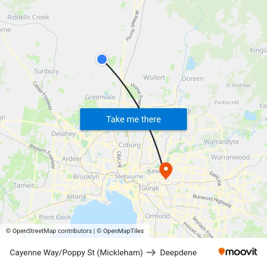 Cayenne Way/Poppy St to Deepdene map