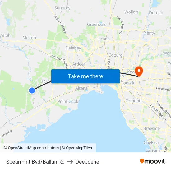 Spearmint Bvd/Ballan Rd to Deepdene map