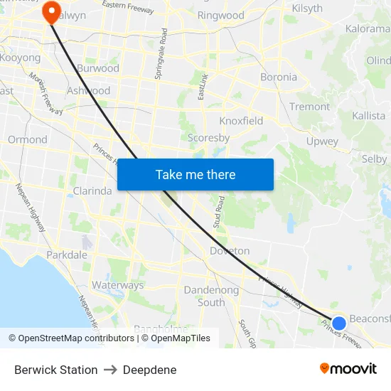 Berwick Station to Deepdene map
