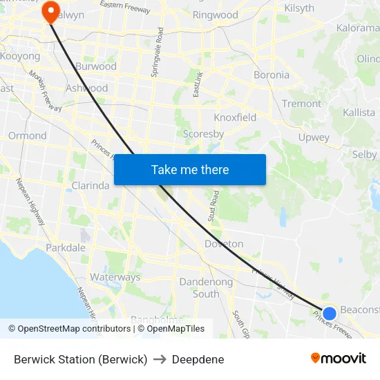 Berwick Station to Deepdene map