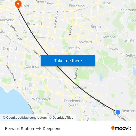 Berwick Station to Deepdene map