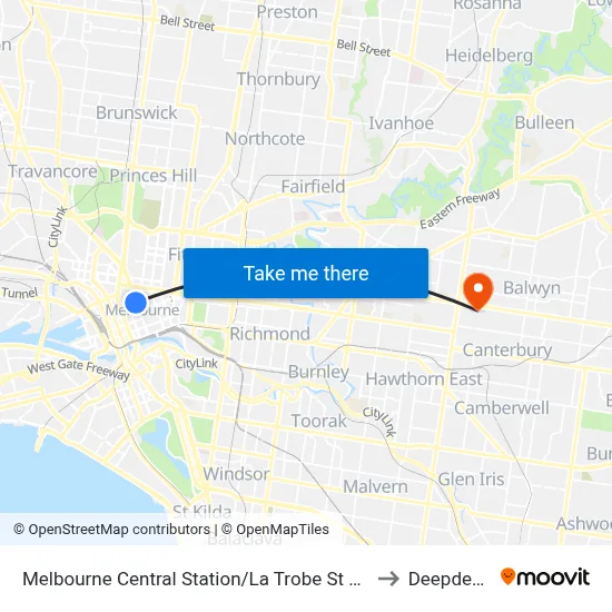 Melbourne Central Station/La Trobe St  #5 to Deepdene map