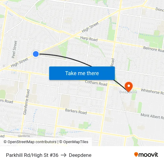 Parkhill Rd/High St #36 to Deepdene map