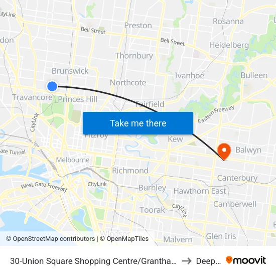 Union Square Shopping Centre/Grantham St #30 to Deepdene map