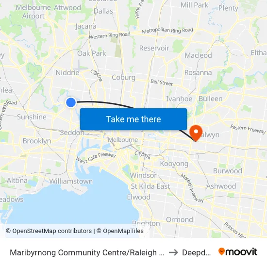 Maribyrnong Community Centre/Raleigh Rd #45 to Deepdene map
