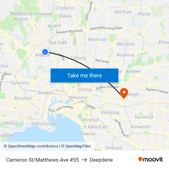 Cameron St/Matthews Ave #55 to Deepdene map