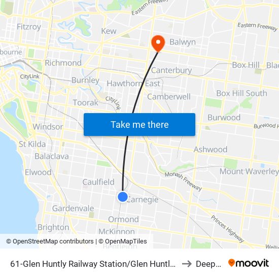 61-Glen Huntly Railway Station/Glen Huntly Rd (Glen Huntly) to Deepdene map