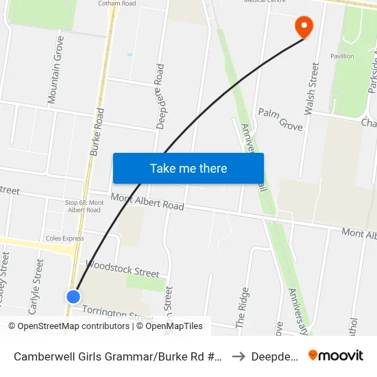 Camberwell Girls Grammar/Burke Rd #67 to Deepdene map