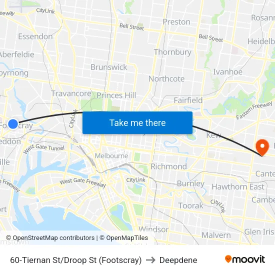 Tiernan St/Droop St #60 to Deepdene map
