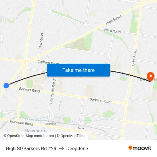 High St/Barkers Rd #29 to Deepdene map