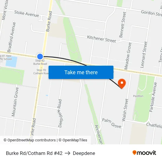 Burke Rd/Cotham Rd #42 to Deepdene map
