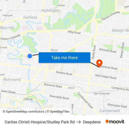 Caritas Christi Hospice/Studley Park Rd to Deepdene map