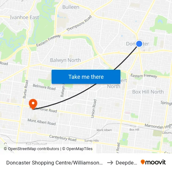 Doncaster Shopping Centre/Williamsons Rd to Deepdene map
