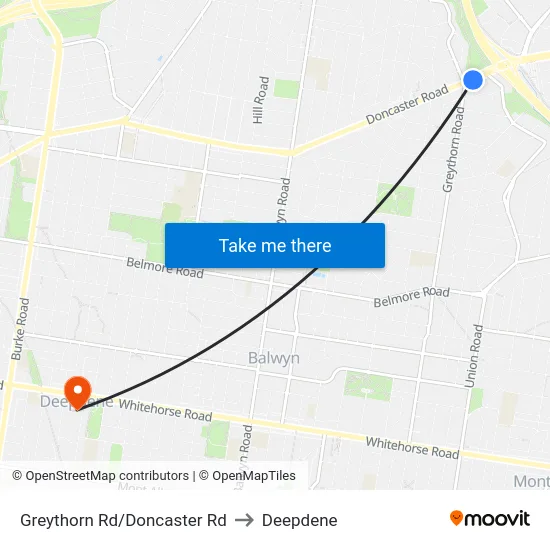 Greythorn Rd/Doncaster Rd to Deepdene map